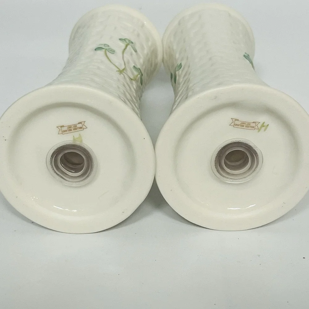 Belleek‎ Pottery Ireland Shamrock Basket Weave 6
